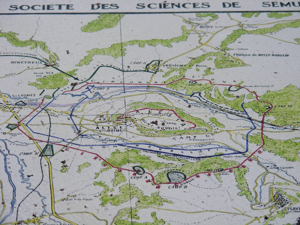 Lageplan der Belagerung und Schlacht von Alesia im Brugund