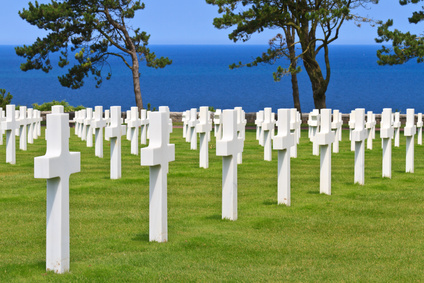 Ein Amerikanischer Soldatenfriedhof vom 2. Weltkrieg in der Nähe von Omaha Beach / Normandie, Frankreich. 