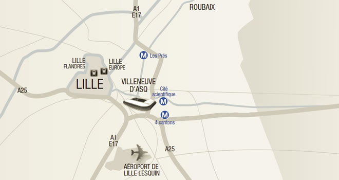 Anfahrtkarte zum Stadion Lille