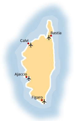 Karte Flughafen Korsika