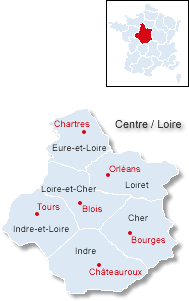 Karte Region Centre-Loire, Frankreich