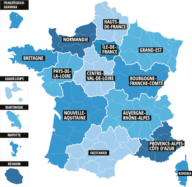 karte regionen frankreich Regionen In Frankreich Frankreich Info De karte regionen frankreich