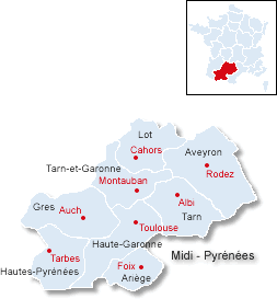 Karte Midi-Pyrénées