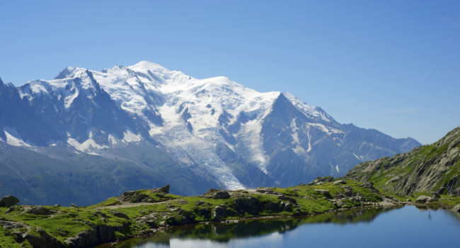 Das Skigebiet Chamonix mit Blick auf den Montblanc